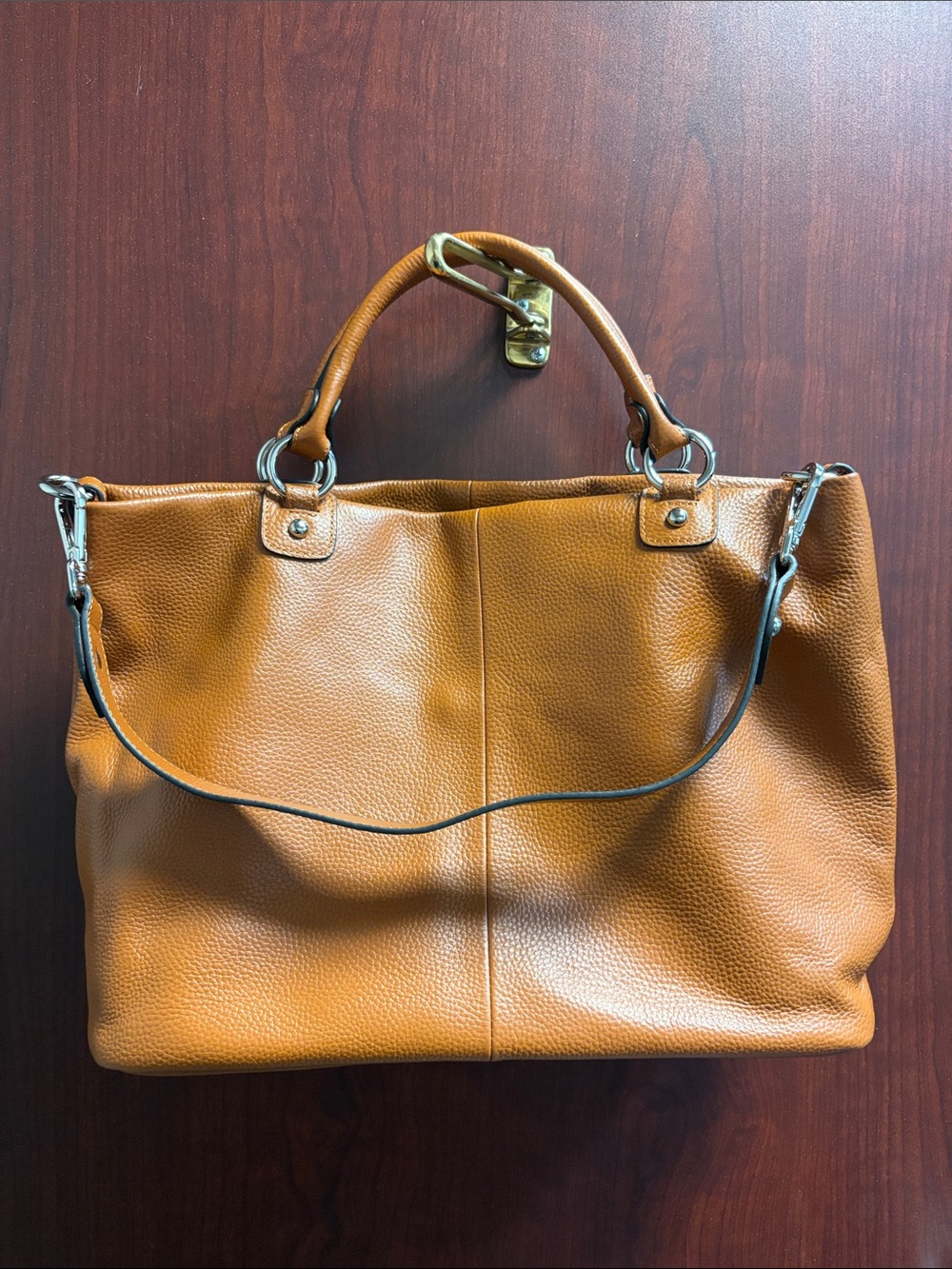 Women's Leather Tote Handbag in Cognac Tan